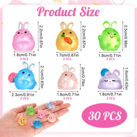 GSrenyu 30 Pcs Mini Bunnies Easter Luminous Resin Animals Mini Rabbits Glow in the Dark Bunny Tiny Animals Miniature Rabbit for Easter Egg Fillers Garden Dollhouse Home Landscape Decor DIY Craft
