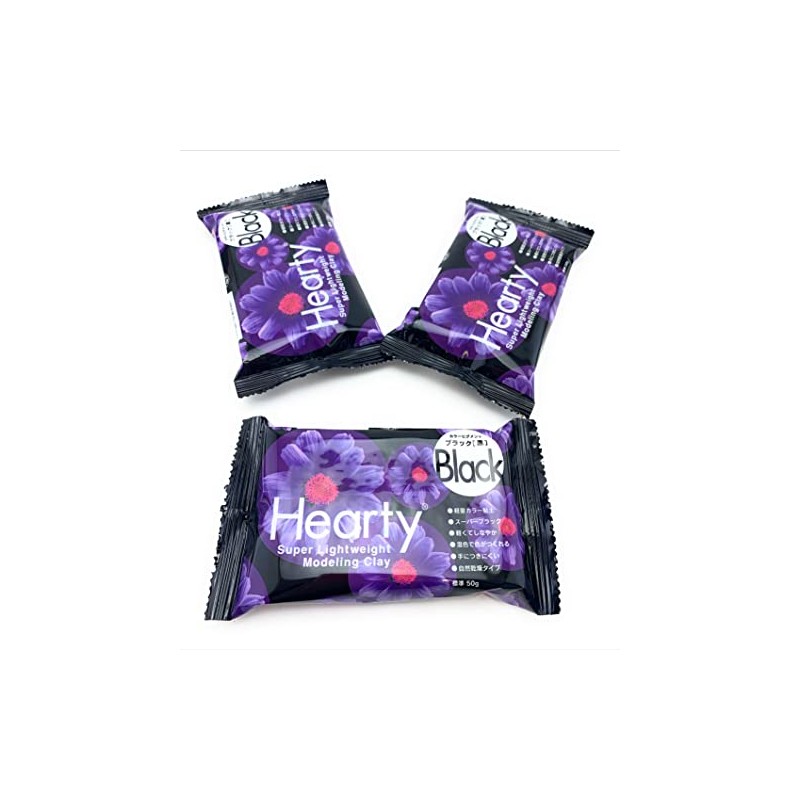 Black Hearty Air-Drying Super Lightweight Modelling Clay - 3 x