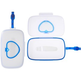 Dispensador de toallitas húmedas, Dispensador de toallitas húmedas para bebés, estuche portátil recargable para toallitas húmedas de viaje, Caja de toallitas reutilizables con bolsa de transporte (azul)
