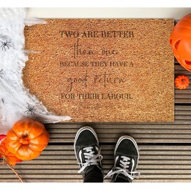 DecStic Two are Better Than One Coir Door Mat Door Mats Farmhouse Bible Verse Durable Coir Non Slip Mat for Garage Patio High Traffic Areas 24x36in