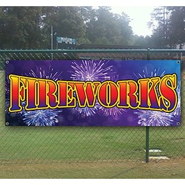 Fireworks Banner 13 oz | Non-Fabric | Heavy-Duty Vinyl Single-Sided With Metal Grommets