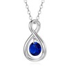 PUPILLEMON 925 Sterling Silver Sapphire Necklace,5A September Birthstone Infinity Necklace,16"+2"