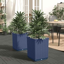 vidaXL 2 pcs Durable Polypropylene Planters, Dark Gray, Lightweight, Impact-Resistant, Suitable for Outdoor Use, Ample Space for Herbs, Vegetables, Flowers, Easy Assembly