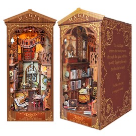 3D DIY Book Nook - Decorative Bookends Shelf DlY Miniature Diorama lnserts LED, DIY Crafts/Birthday Gifts/Home Decor for Girls&Boys Teens&Adults ...