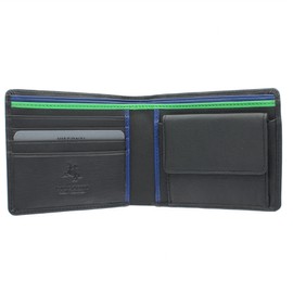 Visconti Gents Leather Bond Collection 'M' Wallet RFID Blocking BD10 Black/Cobalt/Green