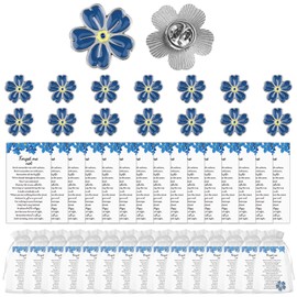 15 Sets Forget Me Not Memorial Pins Flower Lapel Brooch Funeral Favor with Memorial Cards and Organza Bags Celebration of Life Funeral Favors for Bereavement Remembrance Presents for Loved Ones