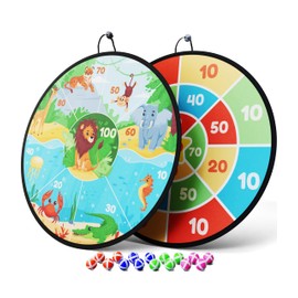 XXL Dartboard Children Made of Velcro, Double-Sided, 73 cm Diameter, Throwing Game for Children Including 16 Balls, Outdoor Games for Children, Specially Designed for Children, Gift Children Mookrook