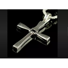 Fashion Jewelry MEN 2 SIDED CRYSTAL PROTECTION FAITH CROSS 2" Pendant GERMAN Silver 22" Necklace