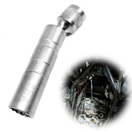 Spark Plug Socket with Magnetic, 3/8 Inch Drive Swivel Socket Removal Tool Universal Standard Spark Plug Socket - 14mm Thin Walled