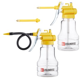 2 Sets Oil Can Transparent High Pressure Oiler Lubrication Oil Can Bottle Oiling Gun with Rigid & Flex Spout Thumb Pump Tool Oiler