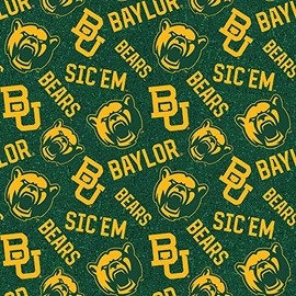 SYKEL ENTERPRISES Baylor University Cotton Fabric with New Tone ON Tone Design Newest Pattern