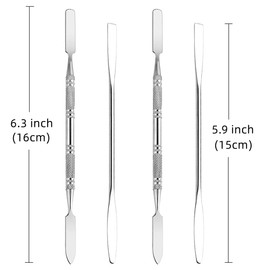 4Pcs Makeup Spatula tool metal Set Professional Beauty Stainless Steel Cosmetics Mixer Long Metal Spatula Depotting Mixing Tool