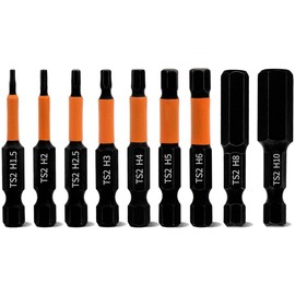 Meccion Allen Screwdriver Bit Set 9pcs 50mm Length Professional Hex Head Magnetic Impact Driver Bit H1.5 H2 H2.5 H3 H4 H5 H6 H8 H10-1/4" Hex Shank