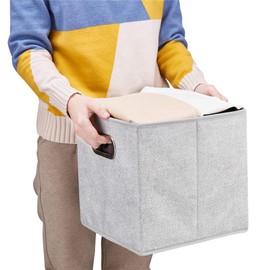 QY-SC14-6 - 6 cubos de almacenamiento plegables de tela con impresión de cuadrícula de 10.5 x 10.5 x 11 pulgadas, para organizadores del hogar, cajones