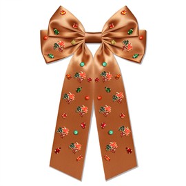Thanksgiving Hair Bows for Women Autumn Fall Hair Bow Clips Pumpkin Maple Leaf Hair Bows Big Orange Satin Hair Ribbons Bows Thanksgiving Fall Accessories Costume Outfits Gifts (Pattern B1)
