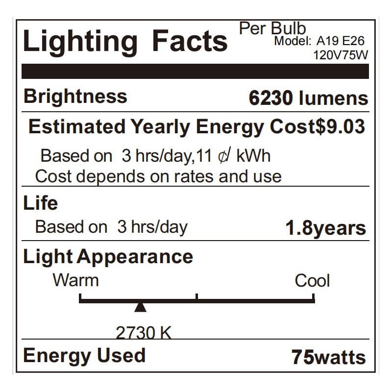 YXQZH 75 Watt Incandescent Bulbs, A19 E26 Base Warm White,