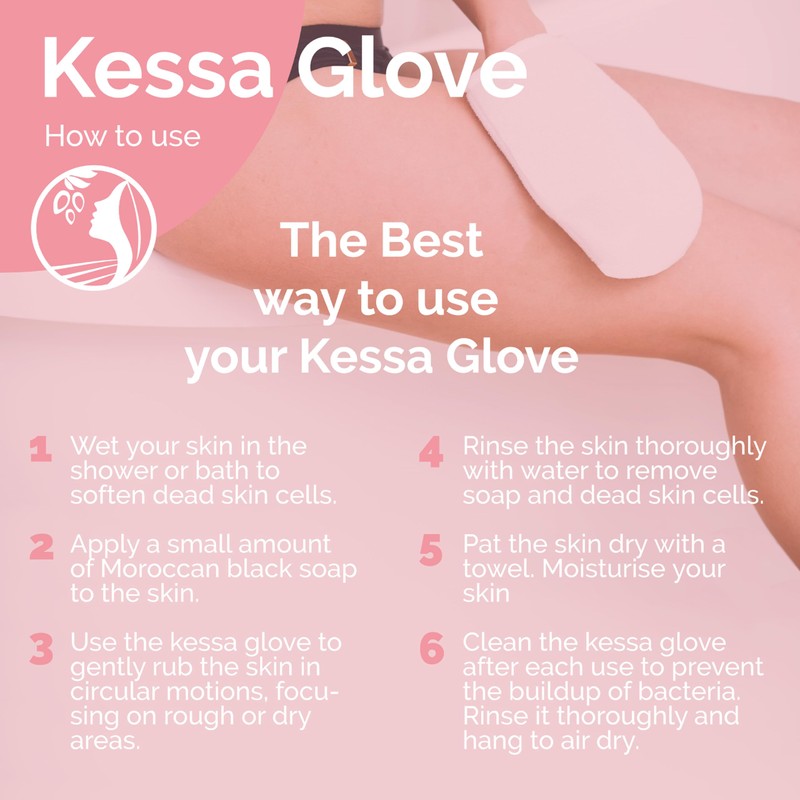 Fatima's Garden Exfoliating Kessa Glove - Natural Spa Scrubber, Black