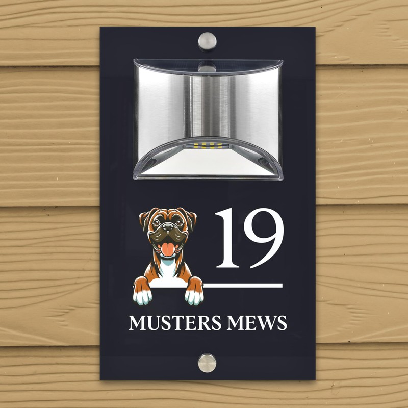 Custom Signs Solar Illuminated Modern Anthracite House Number Sign 24cm