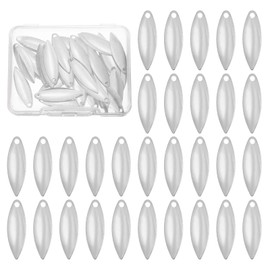 PATIKIL Fishing Lure Blades, 40 Pack 1" x 0.3" Fishing Spinner Baits Willowleaf Lure Spinner Making Part with Plastic Storage Box for Bait Accessories, Silver Tone