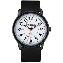 PINDOWS Watches for Women, Analog Quartz Ladies Watches for Students Women and Men, 30M Waterproof Military Time Luminous Easy-Read Dial