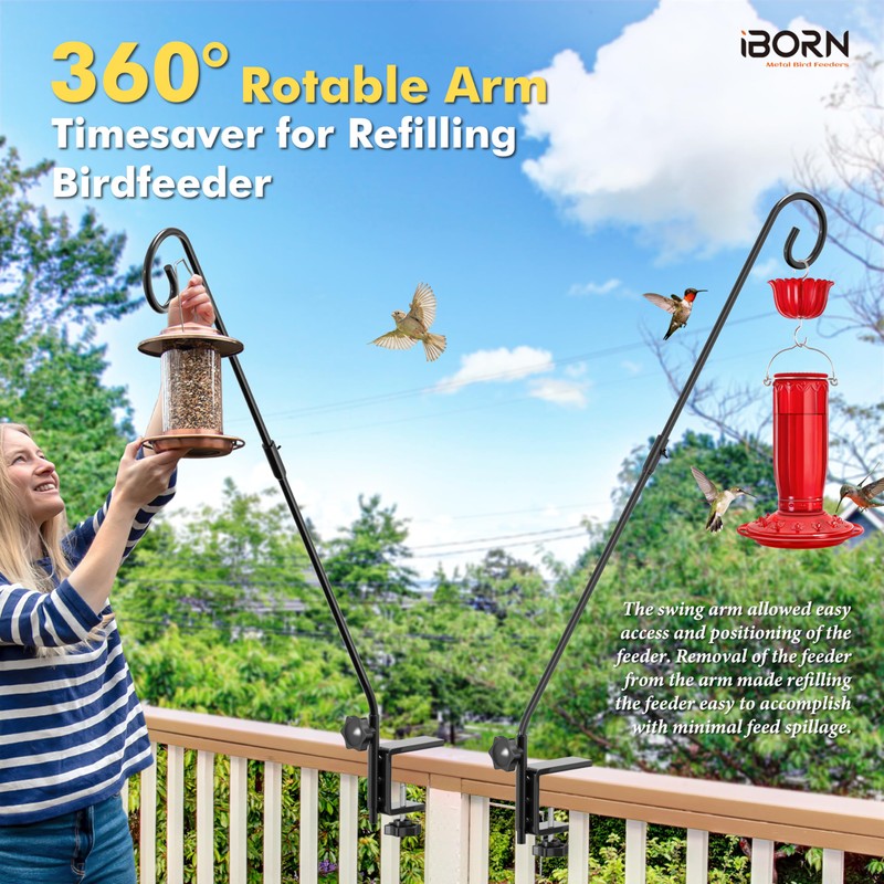 iBorn Deck Hook for Bird Feeder, Hummingbird Feeder Hanger for