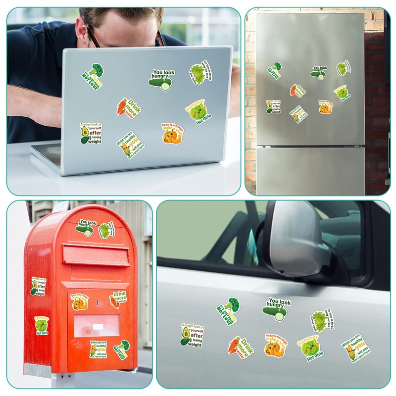 NQEUEPN 8pcs Funny Fridge Magnets Weight Lose, Cute Vegetables Motivational