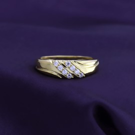 SAVEARTH DIAMONDS 1/4 ct. t.w Round Cut Lab Grown Diamond Double Row Men's Wedding Band Ring in 14k Yellow Gold Over Sterling Silver(VS-SI Clarity, 0.25 Cttw)-11