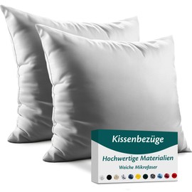 Cushion Cover 80 x 80 cm Microfibre Premium Set of 2 Pillowcases 80 x 80 cm for Pillows Bed Fabric Super Soft Resistant Hypoallergenic Anti-Dust Mites Breathable Cushion Cover with Concealed Zip Fully