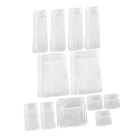 CAXUSD 13pcs Clear Drawer Organizer for Tidy Desk Storage Neat Desk Drawer Dividers Transparent Storage Bins for Organization