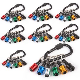 katerk 6pcs 1/4 inch Hex Shank Aluminum Alloy Screwdriver Bits Holder 8 Sets, Light-weight Quick-change Extension Bar Keychain Drill Screw Adapter Change Portable（6 Colors With Black Carabiner)