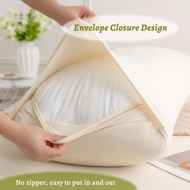 Stretchy Body Pillow Case Cover - Jersey Knit Long Pillowcase for Body Pillow, 1 Pack - Envelope Closure & Skin-Friendly, Soft and Breathable for Sleeping, 20"x54", Beige