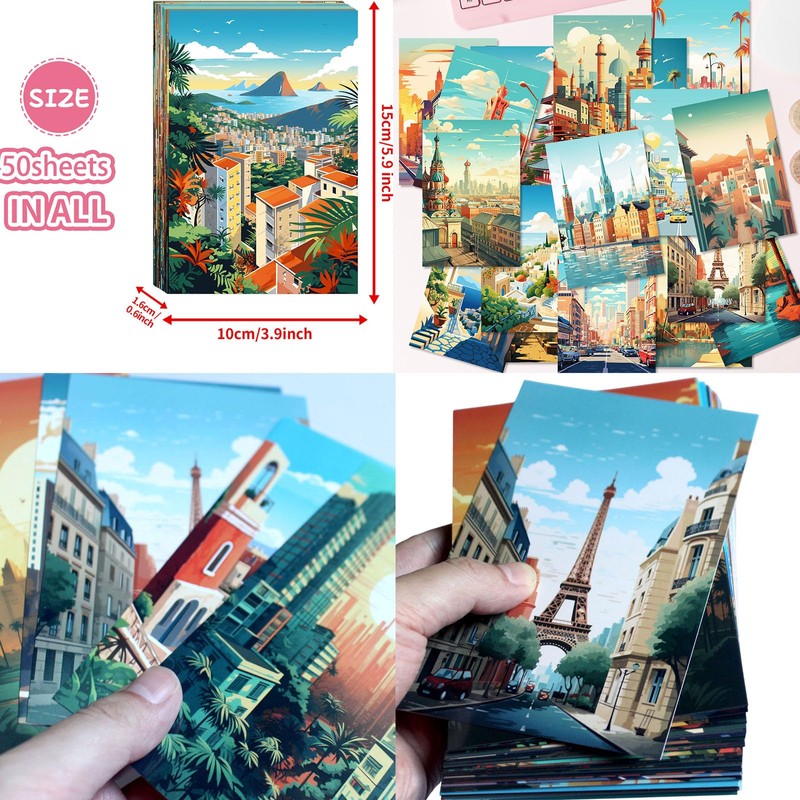 HCHES 50 Sheets Landscapes Postcards Set Travel Poster Artistic Assorted