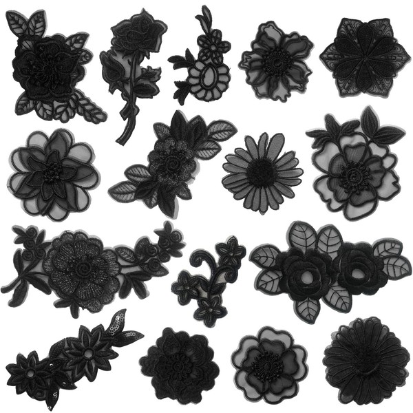 Qililandiy Black Mixed Style Embroidery Lace Flower and Butterfly Patches
