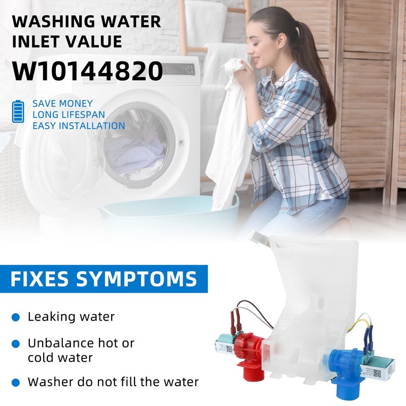 Upgraded W10144820 Washer Water Inlet Valve Compatible with Whirlp-ool Ken-more