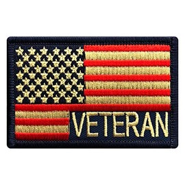 Veteran USA Flag Subdued Military Patch [Iron ON-3.0 X 2.0 MTV4]