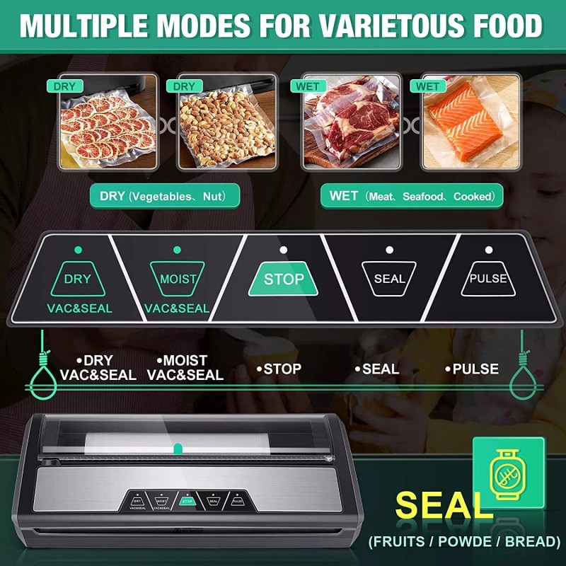 Blusmart Vacuum Sealer Machine 80Kpa Stainless Steel Automatic Food Sealer