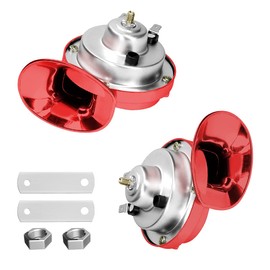 BLAU GRUN 2PCS 300DB Super Loud Train Horns, 12V Waterproof Air Horns Replacement Kit, Car Air Electric Snail Double Horn, Automotive Accessories Universal for Motorcycle, Truck, Bike, Boat (Wine Red)