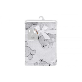 First Steps Luxury Soft Fleece Baby Blanket with Cute Teddy Design 75 x 100cm for Babies from Newborn