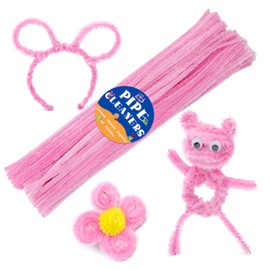 60 Pieces Pink Pipe Cleaners, Christmas Craft Pipe Cleaners,Pipe Cleaners Chenille Stem,Pipe Cleaners Bulk,Art Pipe Cleaners for Creative Home Decoration Supplies Arts and Crafts Project