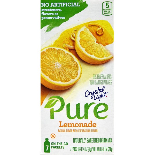 Crystal Light Pure Lemonade On The Go Drink Mix, 7-Packet Box (3 Box Pack)