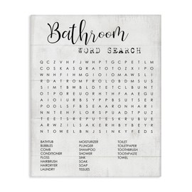 Stupell Industries Bathroom Word Search Family Fun, Designed By Daphne Polselli, 24 x 30, Canvas Wall Art