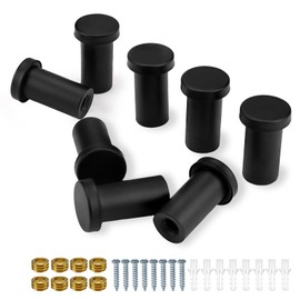 FINELYCR Coat Hooks Matte Black, Pack of 8 Round Towel Hooks for Drilling, 36 mm, Stainless Steel Wall Hooks, Black, Maximum Load Capacity 5 kg, Suitable for Bathroom, Kitchen, Bedroom