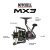 Mitchell MX3LE Spinning Reel - Lightweight Graphite, 8+1 Bearings, Rubber