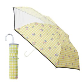 estaa 10270 Windproof Girl Folding Umbrella with Transparent Window, 21.7 inches (55 cm), yellow (lemon yellow)