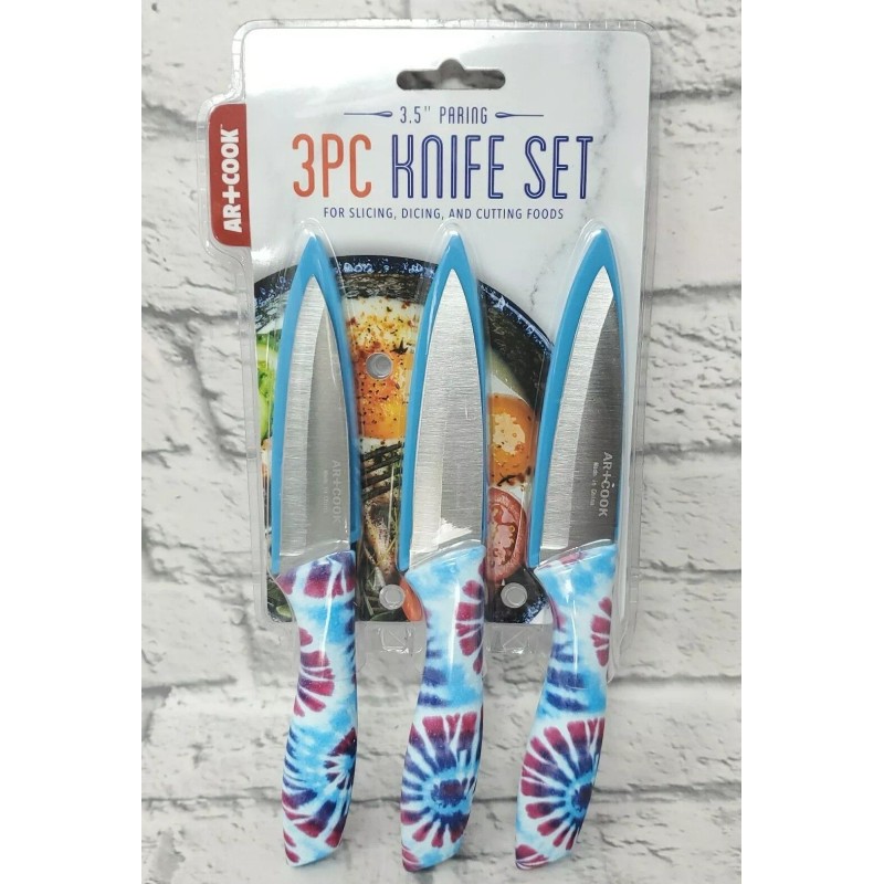 Art & Cook Tie-Dye 6-Pc. Paring Knives with Blade Guards