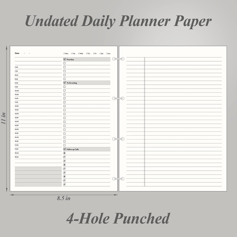 EMSHOI Daily Planner Refill 29.5 x 22 cm, 80 Sheets,
