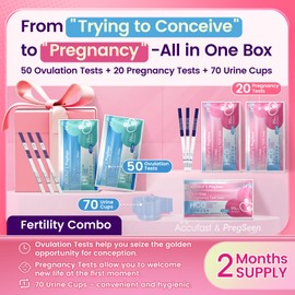 Accufast Ovulation and Pregnancy Test Kit, 50 Ovulation Strips, 20 Pregnancy Strips, 70 Count for 2 Month Supply, with 70 Collection Cups (25 Count - 20LH+5HCG)