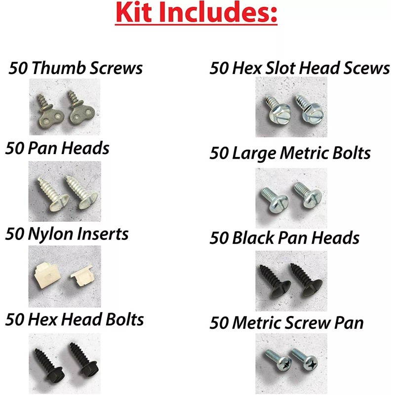 EZ-Line License Plate Hardware Kit 400 Screw Variety Pack For