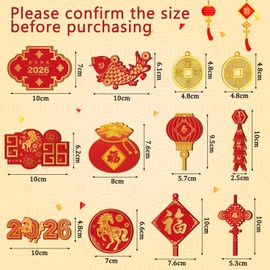 Patelai 40 Pieces Happy Chinese New Year Decorations 2026 Hanging Knot Pendant Lantern Copper Coin Koi Chinese Luna New Year Decorations Horse Ornaments for Spring Home Tree Party Supply