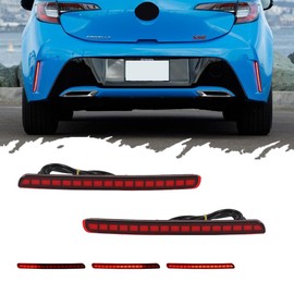TurningMax 3 in 1 For 2019 2020 2021 2022 Toyota Corolla Rear Bumper Reflector Brake Lights Sequential Turn Signal Light Red Lens